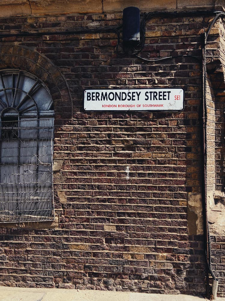 Bermondsey Street, London road sign