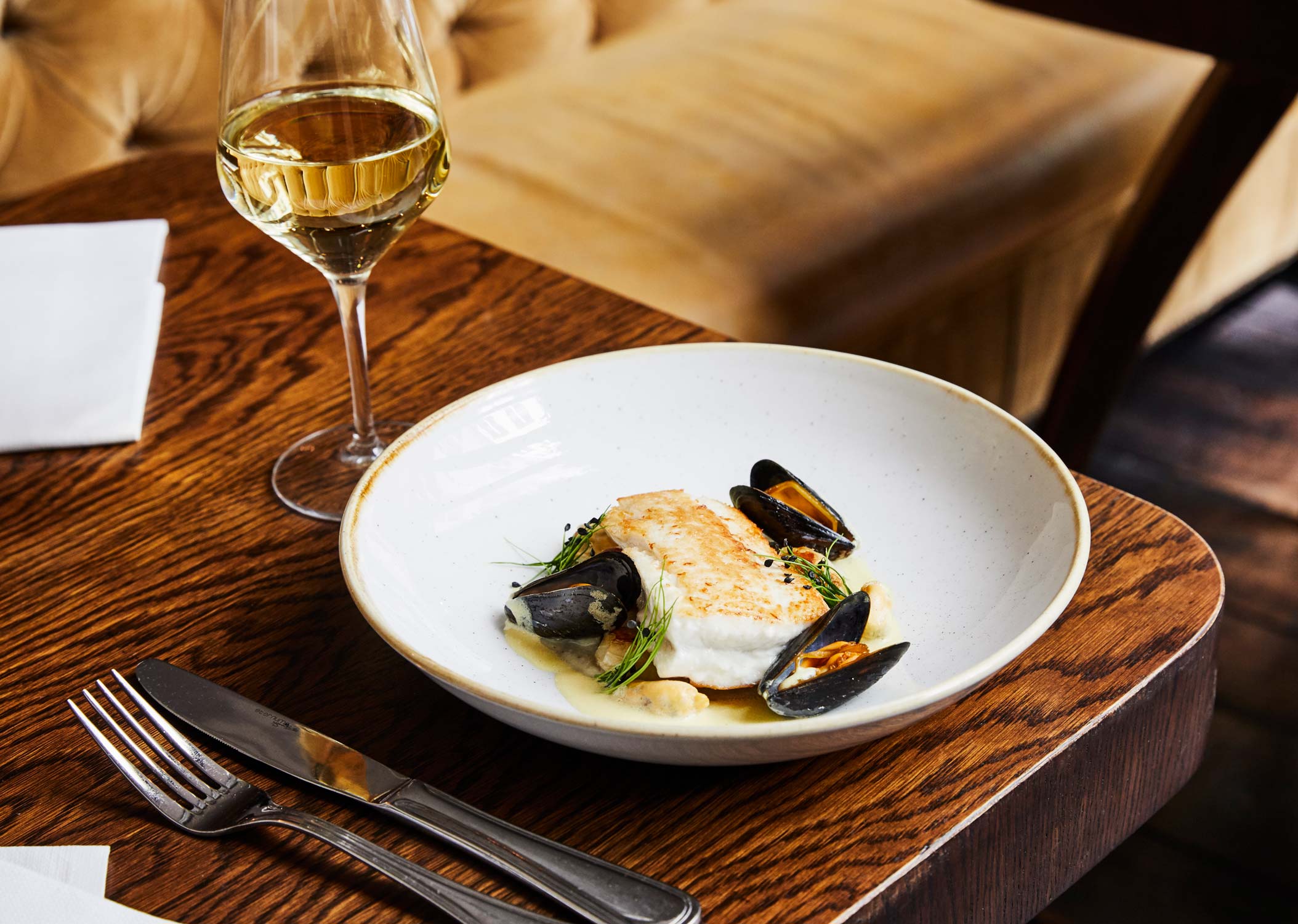 Plate of fish at the restaurant