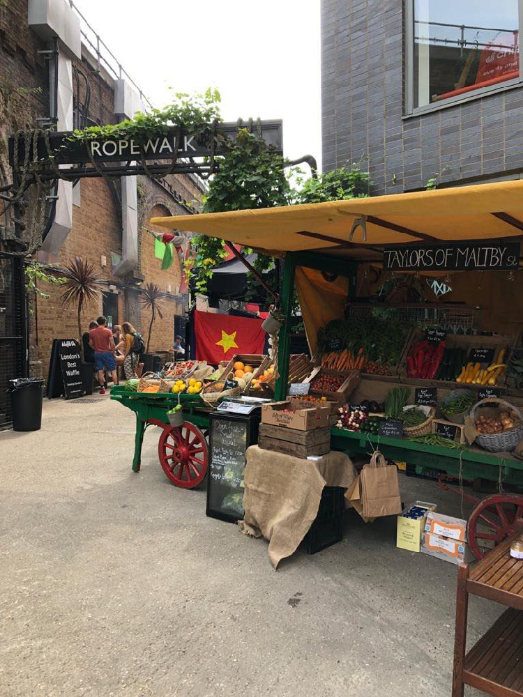 Stall at Maltby Street Market in London