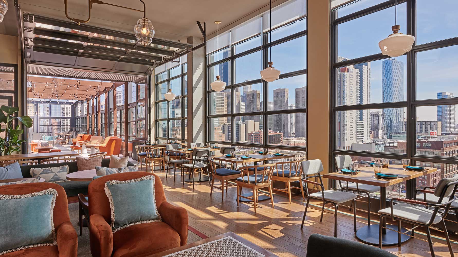 The restaurant has floor to ceiling windows which allow guests to see the amazing city views