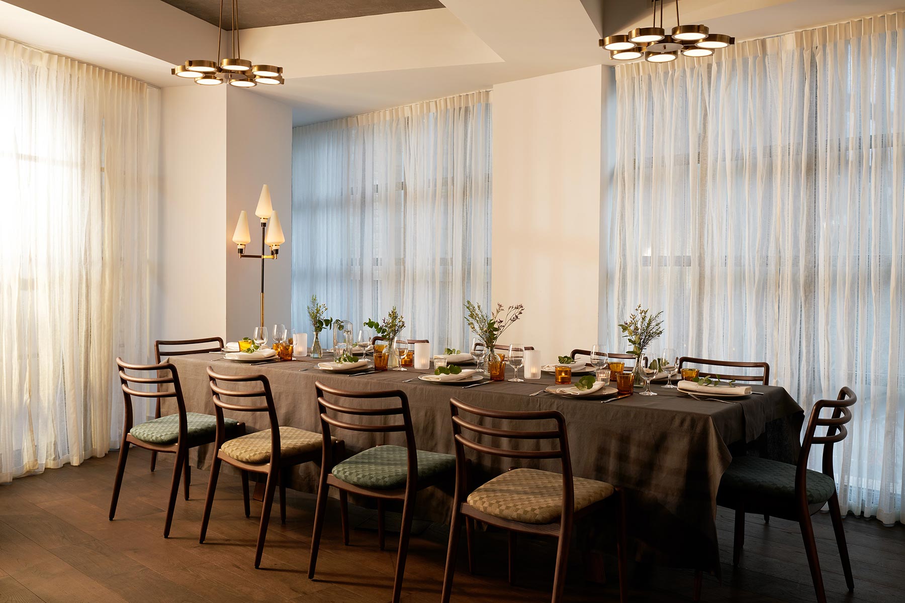 Dining table set up for private party