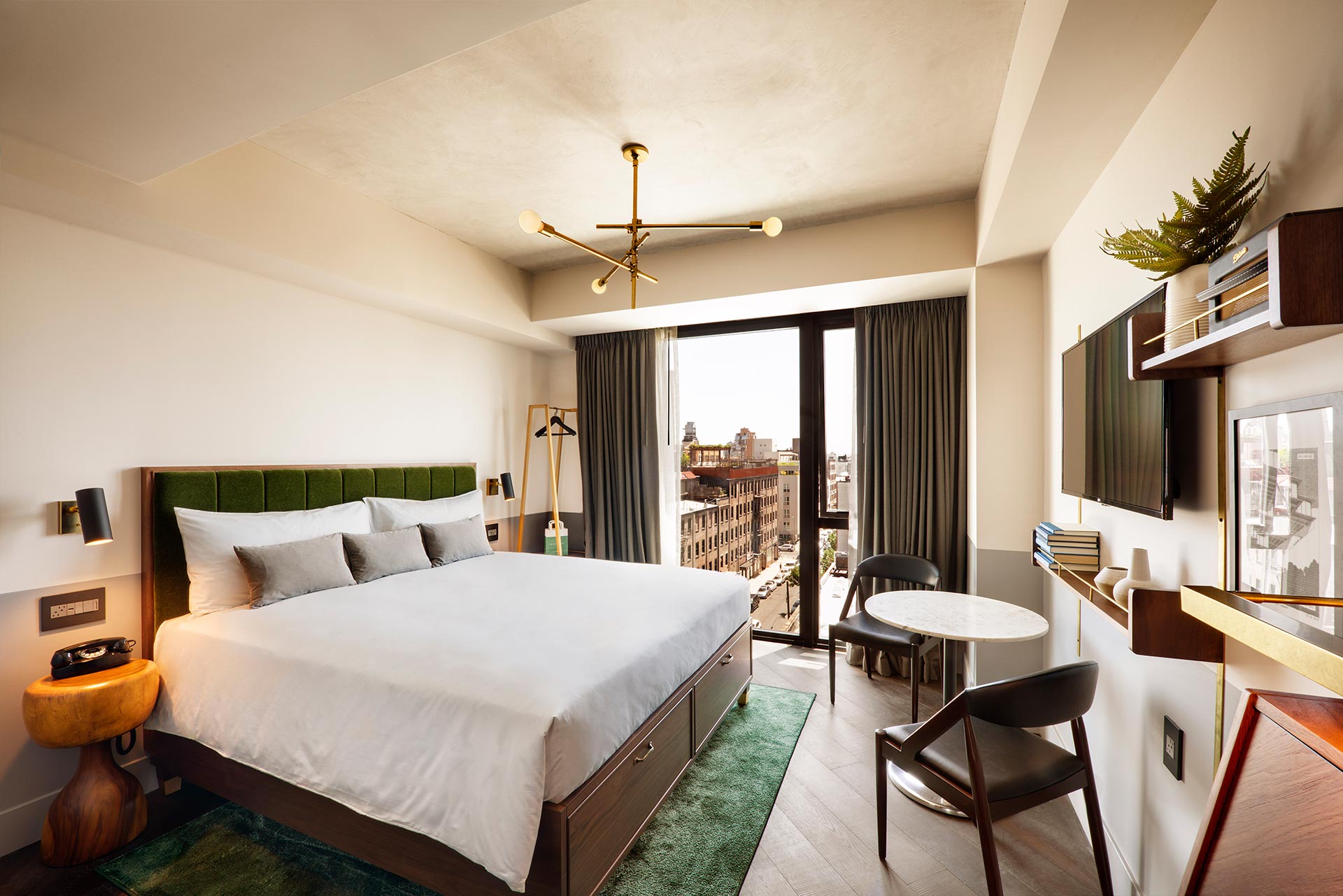 Roomy interior with stunning views over Brooklyn, NY.