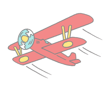 Illustrazione di un biplano rosso in volo