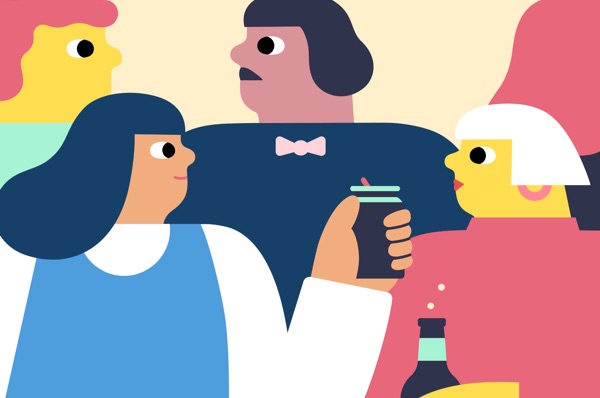 Illustration of people at a party