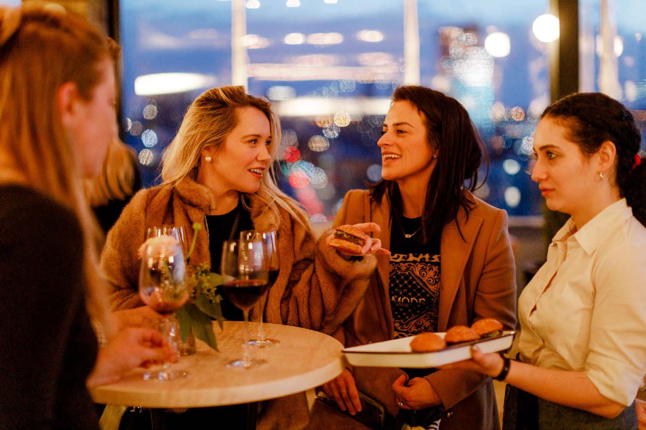 Ladies at a party on the rooftop