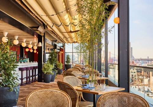 Sunlit rooftop terrace at Laser Wolf.