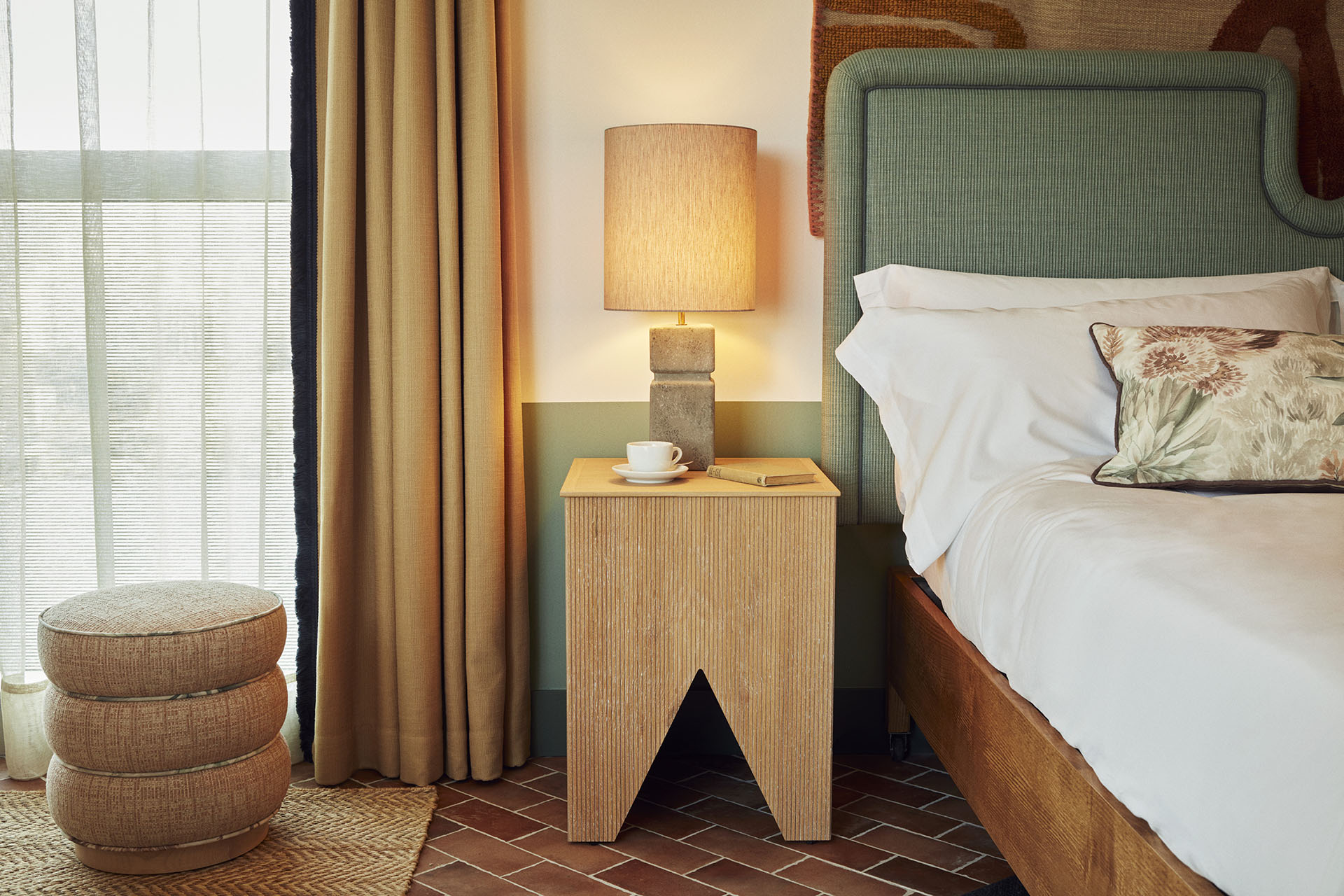 Bedside table with lamp