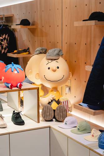 Zany items available at Couverture in Shepherd's Bush including a giant plush Charlie Brown from Snoopy.