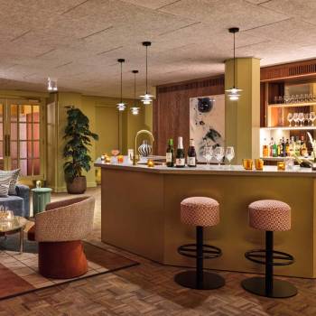 Pantry set up for an evening party with wine on the bar