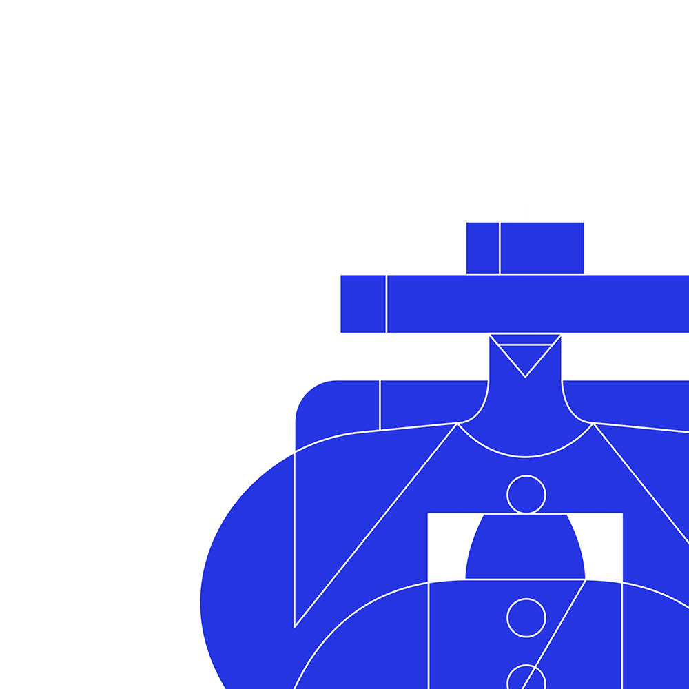 Blaues Design auf weißem Hintergrund